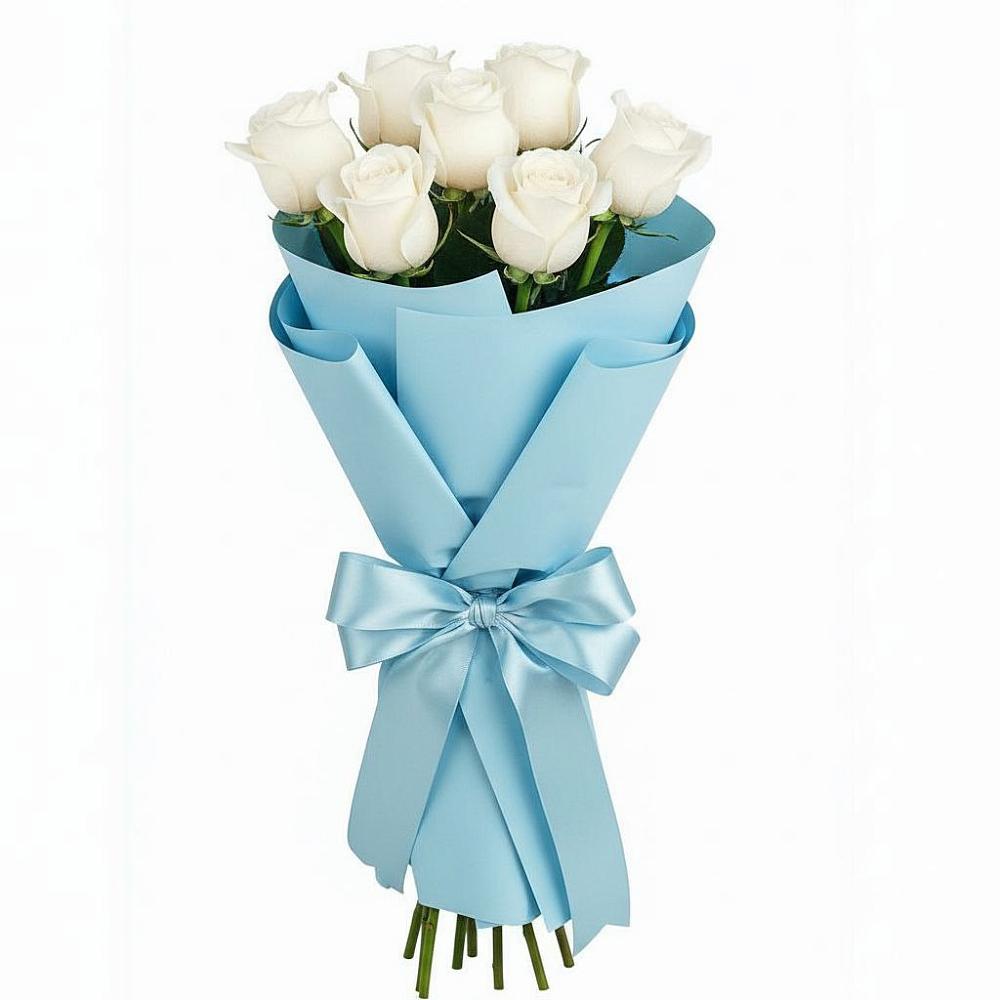 Букет 7 белых роз Проуд в Воронцовке
