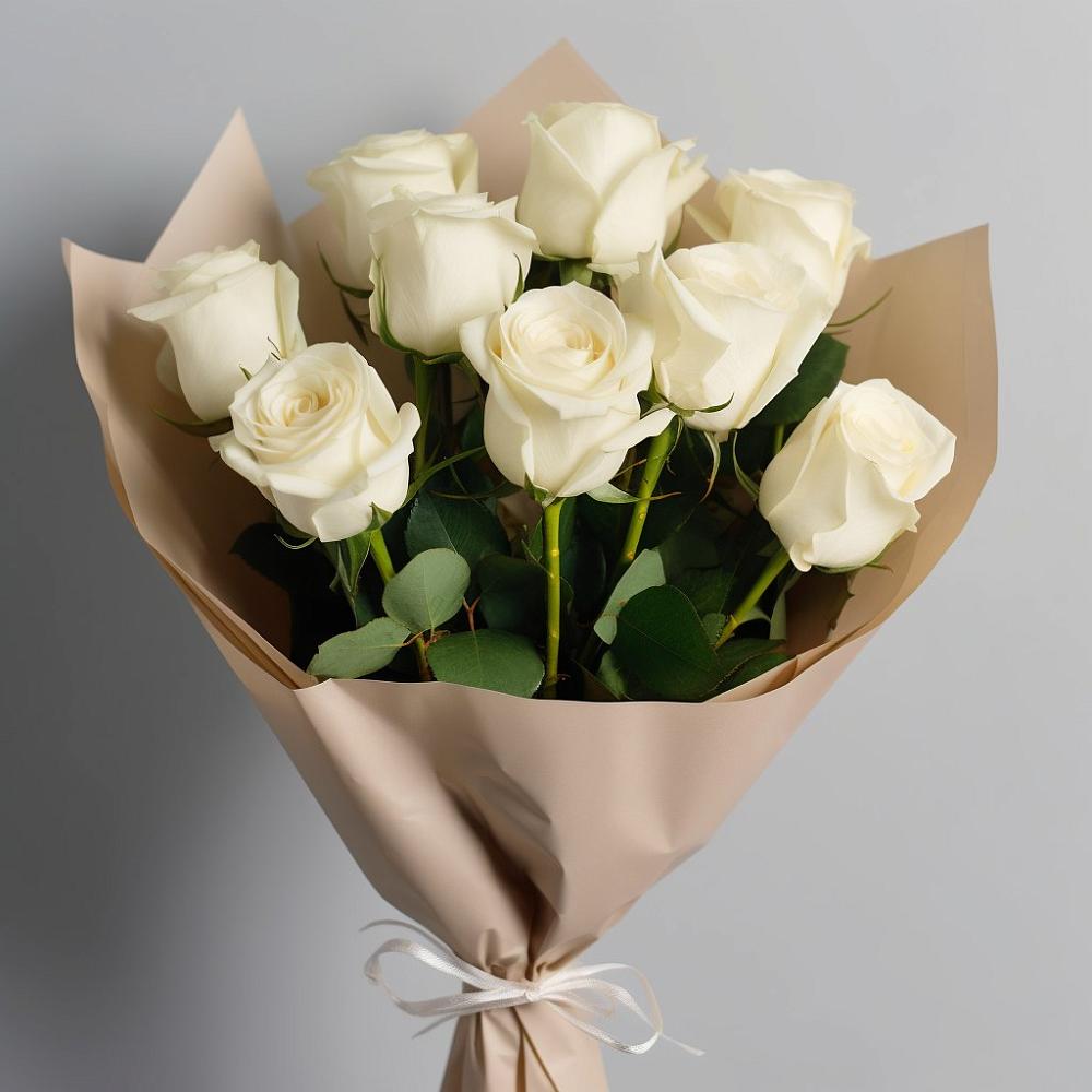 Букет 9 Белых роз Эдлесс Лав в Воронцовке
