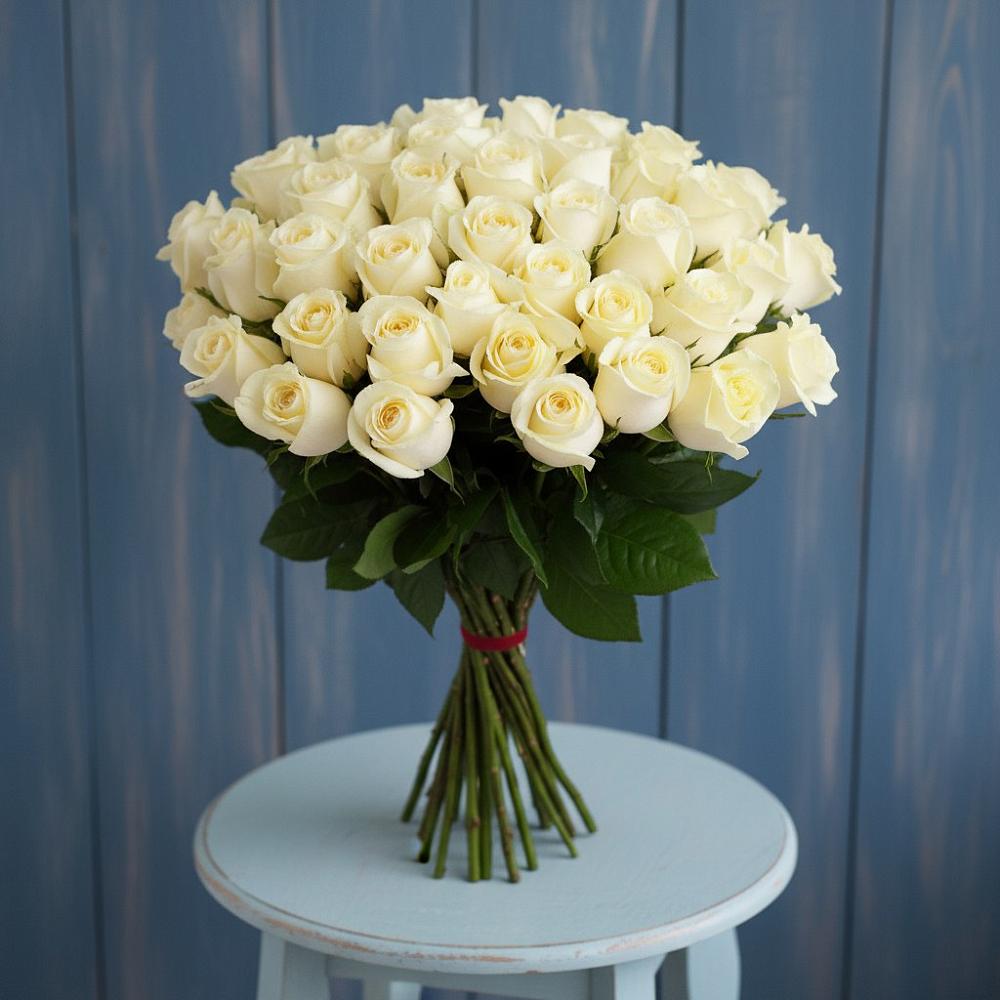 Букет 51 Белая роза Эдлесс Лав в Воронцовке