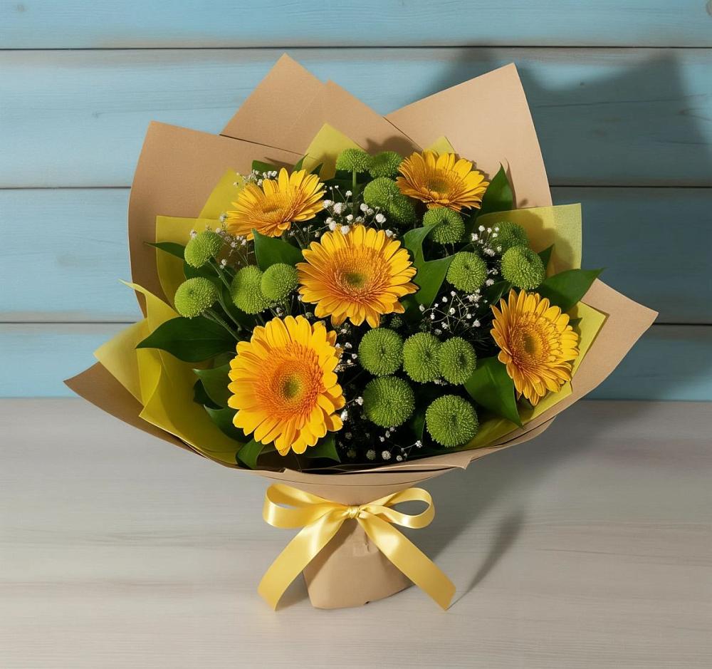 Букет цветов из: Герберы и Хризантемы в Воронцовке