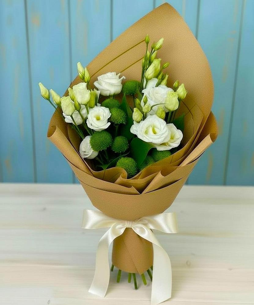 Букет цветов из: Хризантемы и Лизиантусы в Воронцовке