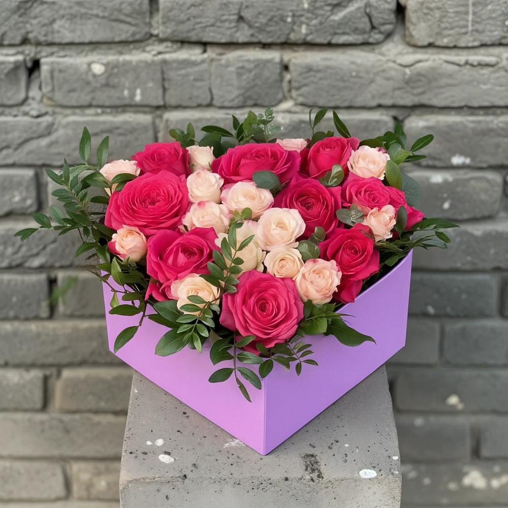 Цветочная композиция из Розы в коробке в Воронцовке