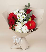 Букет цветов из:  Розы, Хризантемы, Герберы и Лилии в Воронцовке