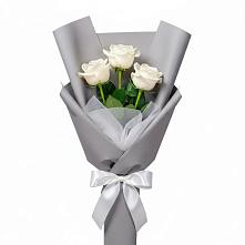 Букет 3 белые розы в Воронцовке