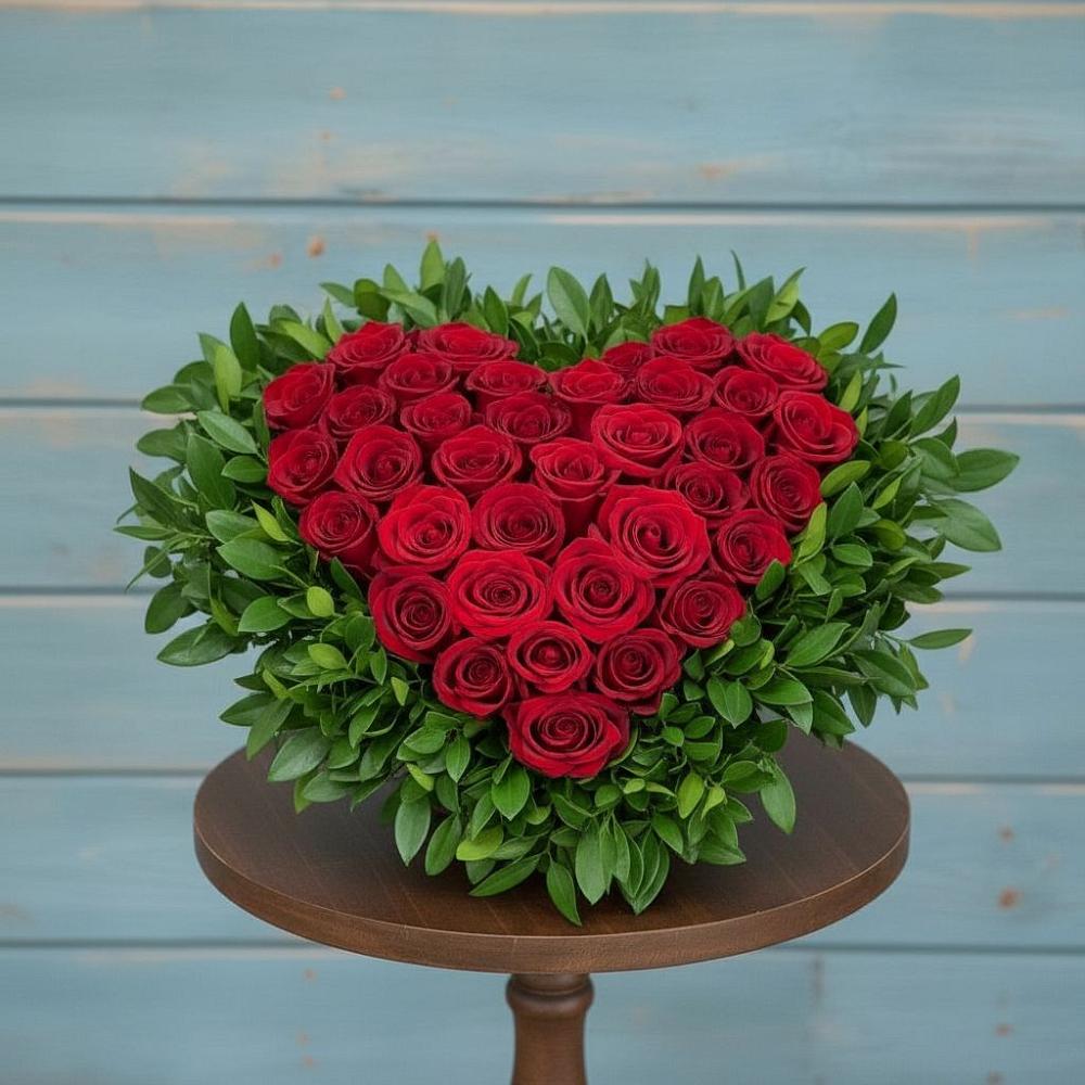 Цветочная композиция из Розы в виде сердца в Воронцовке