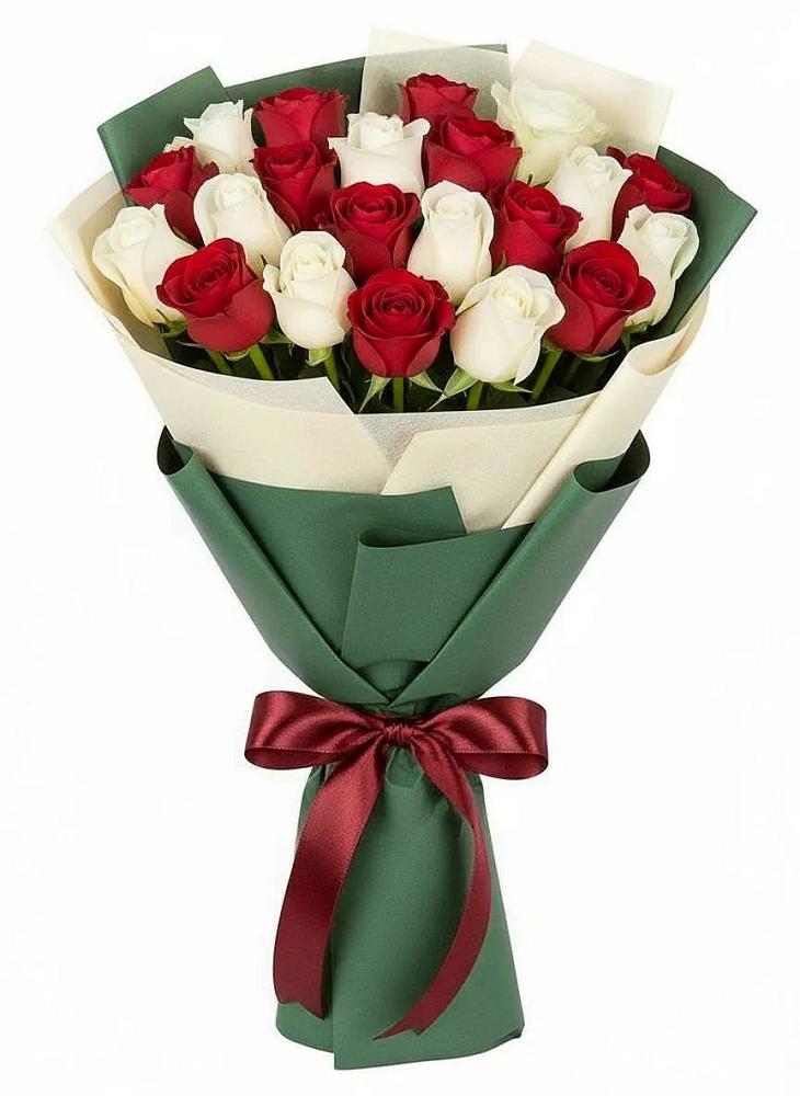 Букет Микс из красных и белых роз в Воронцовке