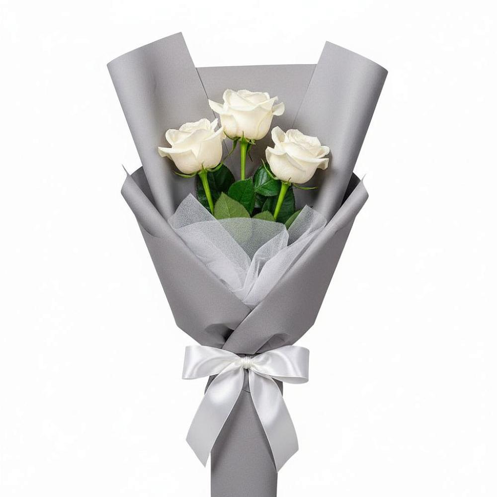 Букет 3 белые розы в Воронцовке
