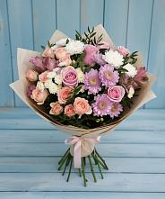 Букет цветов из:  Хризантемы, Розы и Альстромерии в Воронцовке