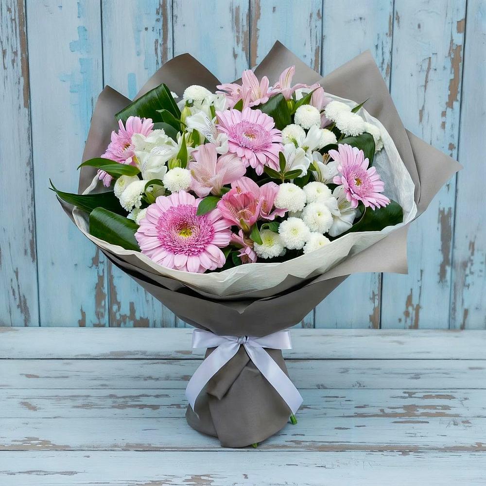 Букет цветов из: Герберы, Альстромерии и Хризантемы в Воронцовке