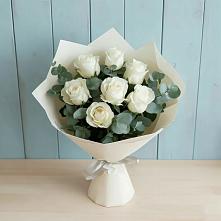 Букет Белые розы в Эвкалипте в Воронцовке