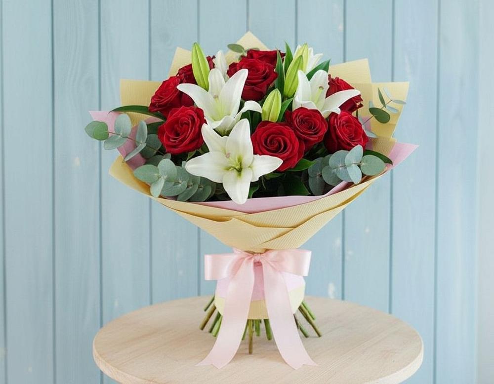 Букет цветов из: Лилии и Розы в Воронцовке